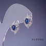 Pendientes Xuping con cristales azules de 17×11 mm rodio