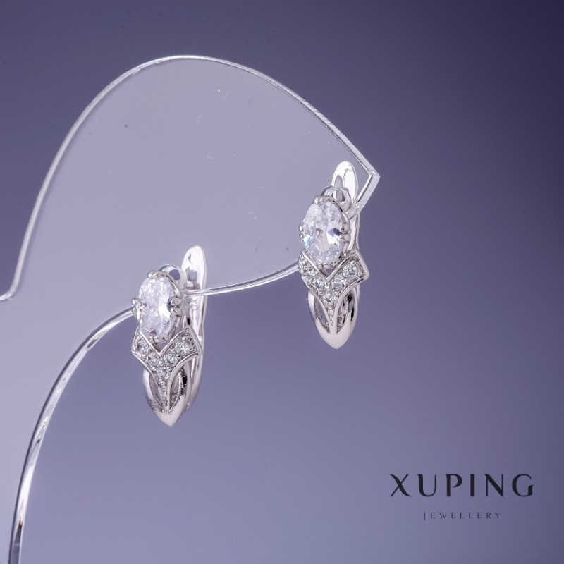 Pendientes Xuping Tulipán 15x8 mm rodio