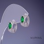 Pendientes Xuping con cristales verdes de 15x7 mm en rodio