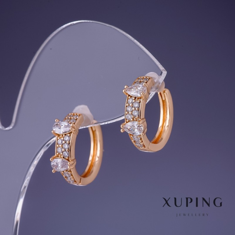 Pendientes Xuping 16×5 mm, baño de oro 18K