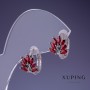 Pendientes Xuping con rodio y piedra roja 9×15 mm