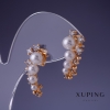 Pendientes Xuping con perlas "Mallorca" 25×12 mm "baño de oro 18K"
