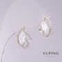 Pendientes Xuping con circón blanco, diámetro 9 mm, longitud 17 mm, rodio