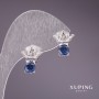 Pendientes Xuping con piedras azules 12x13 mm, rodio