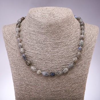Collar de labradorita facetada, diámetro 9×12 mm (±), longitud 45 cm+