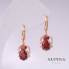 Pendientes Xuping «Arañas» con baño de oro de 18K, piedra roja y cristales blancos 25x10 mm