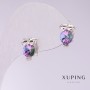 Pendientes Xuping 'Búho' con piedras rosas 11×7 mm rodio
