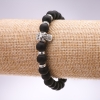 Pulsera elástica de shungita con calavera, diámetro 8 mm, longitud 18 cm +