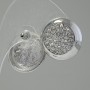 Pendientes de botón 'Círculo', strass blancos, metal acabado plateado, 2 cm