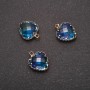 Colgante "Corazón" color azul, montura dorada 12×15 mm