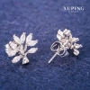 Pendientes Xuping – pendientes tipo botón, árbol con piedras blancas de 12×13 mm, rodiado