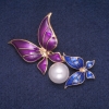 ¡Rebaja! Broche Mariposas con esmalte y una cuenta, metal dorado 50x65 mm