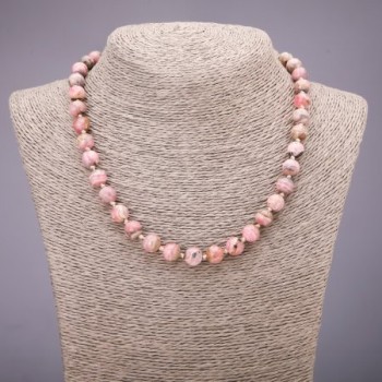 Collar de rodonita con cuentas lisas, diámetro 8 mm, longitud 45 cm