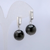 Pendientes de obsidiana plateada, diámetro 14 mm ±, longitud 32 mm ±