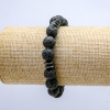 Pulsera elástica de piedra de lava, diámetro 10 mm ±, con inserciones oscuras
