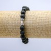Pulsera elástica de lava, diámetro 8 mm ± con abalorio en forma de mancuerna