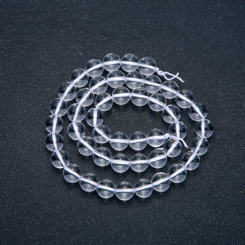 Cuentas de cristal de roca en hilo, bolas lisas, diámetro 8,5 mm, longitud 38 cm