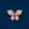 ¡Liquidación! Broche Mariposa dorado con strass rosas y turquesas y cuentas rosadas 34×48 mm +
