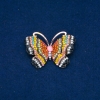 Liquidación! Broche Mariposa de metal dorado, strass multicolores y una cuenta de 34x45 mm +