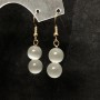 Pendientes de ojo de gato blanco, diámetro 10 mm, longitud 42 mm