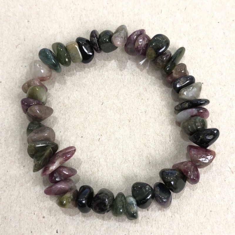 Pulsera de turmalina natural, trozos de 7 mm ±, circunferencia 18 cm+