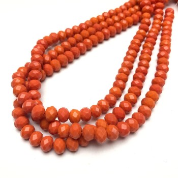 Cuentas de cristal checo en hilo, color naranja zanahoria mate, rondel facetado, diámetro 8x6 mm + -, longitud 40-42 cm +
