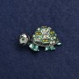Broche Tortuga plateada de metal, esmalte y strass 40×23 mm +