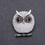 Broche de búho con cuentas, 34×40 mm, metal gris