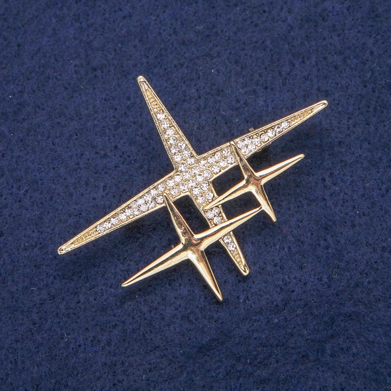 Broche «Estrella» dorado de metal con strass 52×40 mm