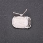 Broche Televisor esmalte blanco y metal gris 25×26 mm
