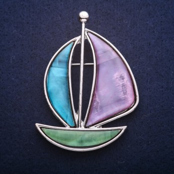 Broche colgante Barquito de nácar 62×43 mm +