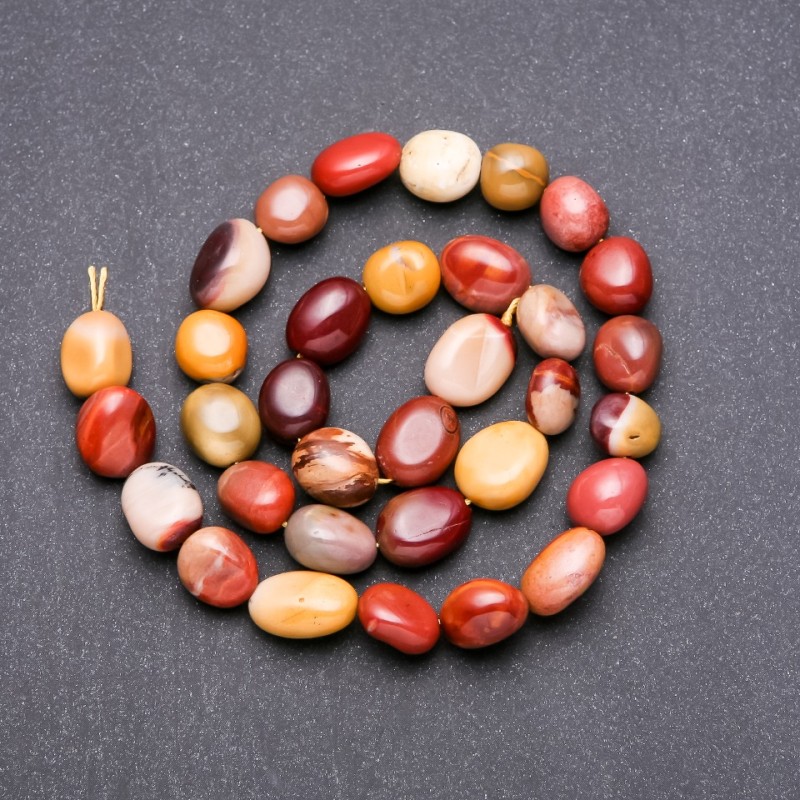 Cuentas de jaspe Mookaite pulidas, diámetro 8×10 mm, longitud 38 cm