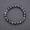 Pulsera de piedra natural iolita en goma, cuentas lisas, diámetro 8(±) mm, circunferencia 18 cm