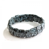 Pulsera elástica en negro y blanco de obsidiana nevada «Lágrimas de Apache» — piedras rectangulares 11×15 mm (±)