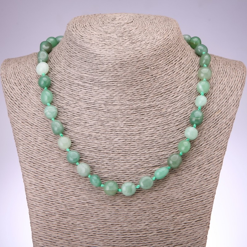 Collar de jade facetado, diámetro 10-12 mm, longitud 48 cm