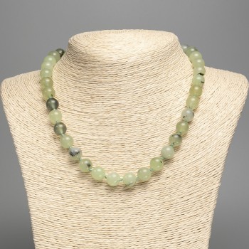 Collar de prehnita con cuentas lisas, diámetro 10 mm +/-, longitud 50 cm +/-