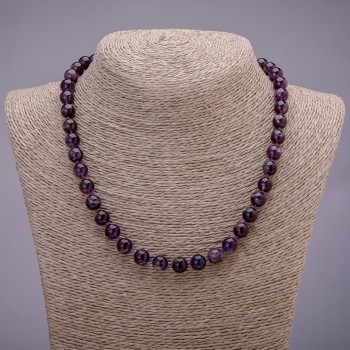 Collar de amatista con cuentas lisas de 8 mm de diámetro (±), longitud 45 cm