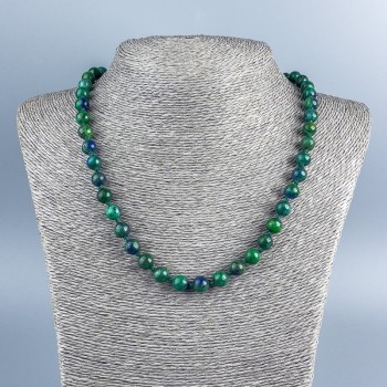 Collar de azurita con cuentas lisas de 8 mm, longitud 48 cm +