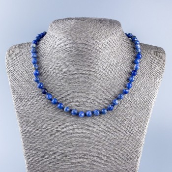 Collar de sodalita de piedra natural, bolas facetadas de 7 mm de diámetro, longitud 48 cm ±