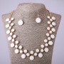 Conjunto de collar y pendientes con esmalte blanco, longitud 57–64 cm