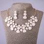 Juego de collar y pendientes con esmalte blanco, longitud 46-52 cm