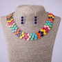 Conjunto de collar tipo gargantilla y pendientes con esmalte multicolor, longitud 45-50 cm