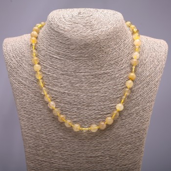 Collar de cuarzo natural rutilado, bolas lisas, diámetro 10 mm, longitud 48 cm