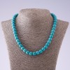 Collar de turquesa verde natural (pulido) con vetas, cuentas de 10 mm de diámetro, longitud 46 cm sin nudo
